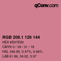 カラーコード: RGB 208.1 126 144 | qconv.com