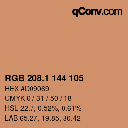 カラーコード: RGB 208.1 144 105 | qconv.com