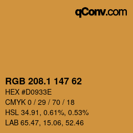 カラーコード: RGB 208.1 147 62 | qconv.com