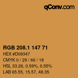 カラーコード: RGB 208.1 147 71 | qconv.com
