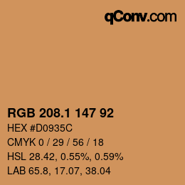 カラーコード: RGB 208.1 147 92 | qconv.com