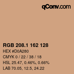 カラーコード: RGB 208.1 162 128 | qconv.com
