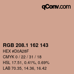 カラーコード: RGB 208.1 162 143 | qconv.com