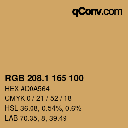 カラーコード: RGB 208.1 165 100 | qconv.com