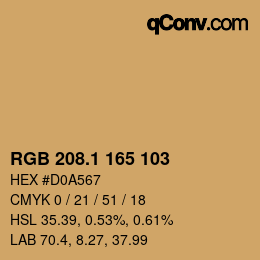 カラーコード: RGB 208.1 165 103 | qconv.com