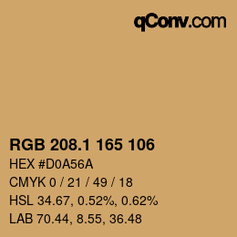 カラーコード: RGB 208.1 165 106 | qconv.com