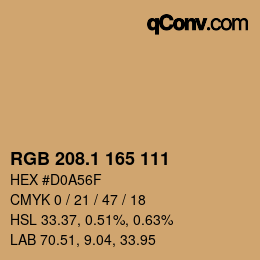 カラーコード: RGB 208.1 165 111 | qconv.com