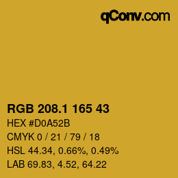 カラーコード: RGB 208.1 165 43 | qconv.com