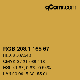 カラーコード: RGB 208.1 165 67 | qconv.com