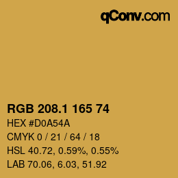 カラーコード: RGB 208.1 165 74 | qconv.com