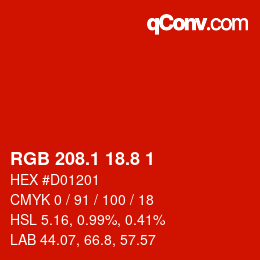 カラーコード: RGB 208.1 18.8 1 | qconv.com