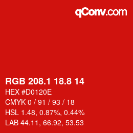 カラーコード: RGB 208.1 18.8 14 | qconv.com