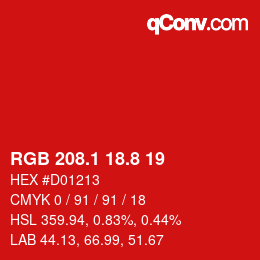 カラーコード: RGB 208.1 18.8 19 | qconv.com
