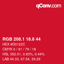 カラーコード: RGB 208.1 18.8 44 | qconv.com