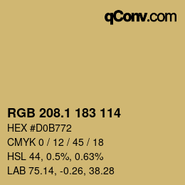 カラーコード: RGB 208.1 183 114 | qconv.com