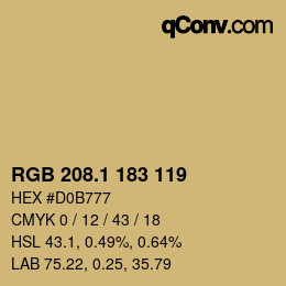 カラーコード: RGB 208.1 183 119 | qconv.com
