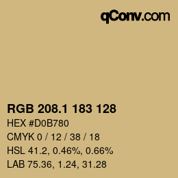カラーコード: RGB 208.1 183 128 | qconv.com