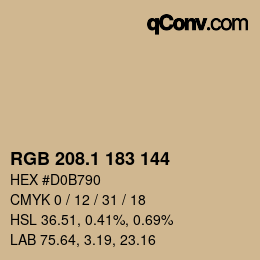 カラーコード: RGB 208.1 183 144 | qconv.com