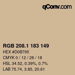 カラーコード: RGB 208.1 183 149 | qconv.com