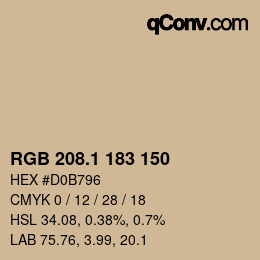 カラーコード: RGB 208.1 183 150 | qconv.com