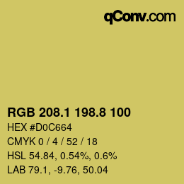 カラーコード: RGB 208.1 198.8 100 | qconv.com