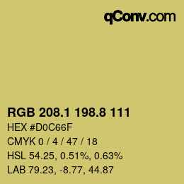 カラーコード: RGB 208.1 198.8 111 | qconv.com