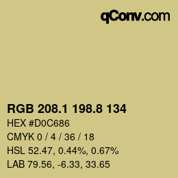 カラーコード: RGB 208.1 198.8 134 | qconv.com
