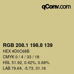 Color code: RGB 208.1 198.8 139 | qconv.com