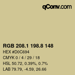 Color code: RGB 208.1 198.8 148 | qconv.com