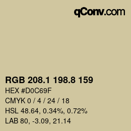 カラーコード: RGB 208.1 198.8 159 | qconv.com