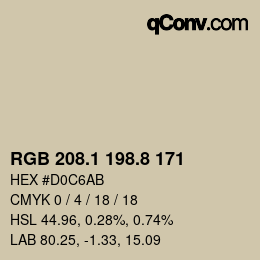 カラーコード: RGB 208.1 198.8 171 | qconv.com