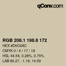 Farbcode: RGB 208.1 198.8 172 | qconv.com