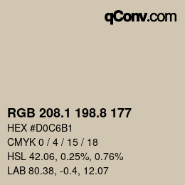 Color code: RGB 208.1 198.8 177 | qconv.com