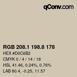 Color code: RGB 208.1 198.8 178 | qconv.com