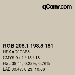 Color code: RGB 208.1 198.8 181 | qconv.com