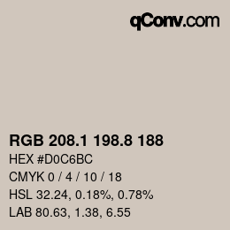 Color code: RGB 208.1 198.8 188 | qconv.com