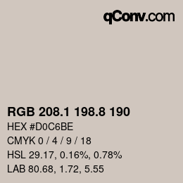 Color code: RGB 208.1 198.8 190 | qconv.com
