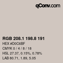 Color code: RGB 208.1 198.8 191 | qconv.com