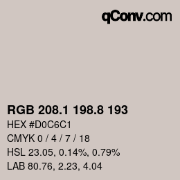 Color code: RGB 208.1 198.8 193 | qconv.com