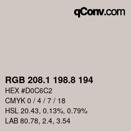 Color code: RGB 208.1 198.8 194 | qconv.com