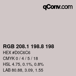 カラーコード: RGB 208.1 198.8 198 | qconv.com