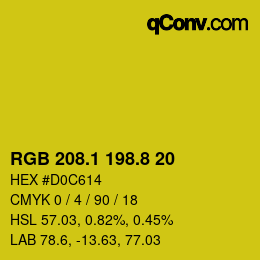 カラーコード: RGB 208.1 198.8 20 | qconv.com