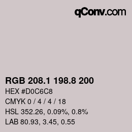 カラーコード: RGB 208.1 198.8 200 | qconv.com