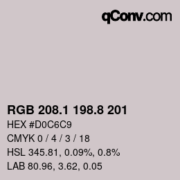 Color code: RGB 208.1 198.8 201 | qconv.com