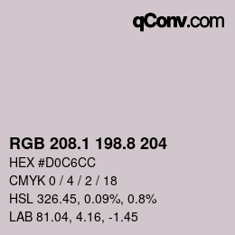 Color code: RGB 208.1 198.8 204 | qconv.com