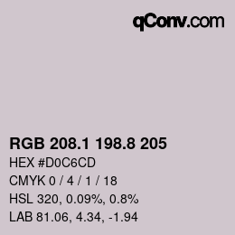 カラーコード: RGB 208.1 198.8 205 | qconv.com