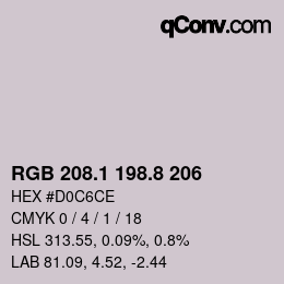 Color code: RGB 208.1 198.8 206 | qconv.com