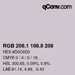 カラーコード: RGB 208.1 198.8 208 | qconv.com