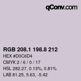 Color code: RGB 208.1 198.8 212 | qconv.com