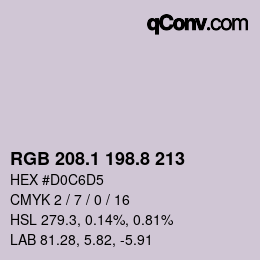 カラーコード: RGB 208.1 198.8 213 | qconv.com